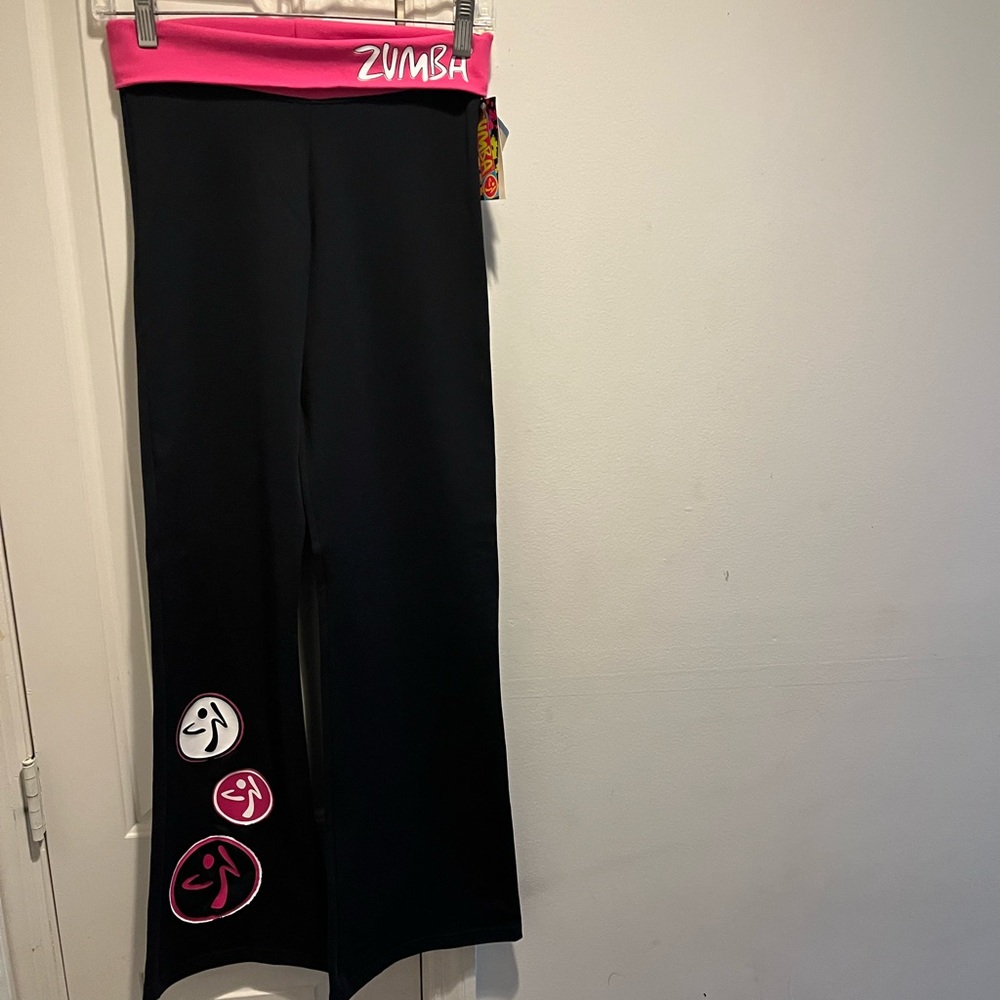 NWT Zumba Wear Foldover flare leg pants